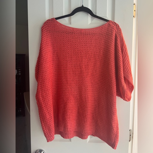 Short Sleeve Sweater Top, Coral, XL - Picture 5 of 5